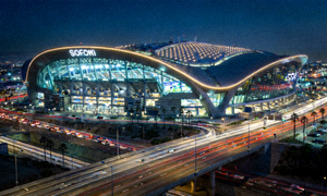 美国洛杉矶SoFi体育场现代建筑与夜景